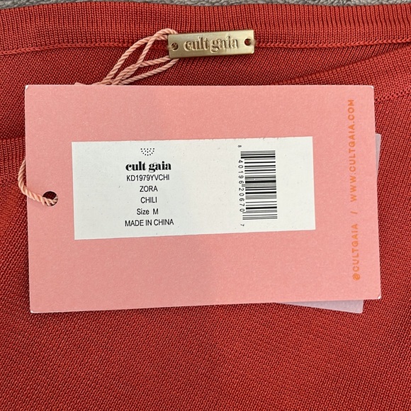 NWT Cult Gaia Knit Asymmetric Cut Out MIDI Dress In Meduim in Chili Color - Picture 10 of 13